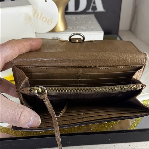 Chloe Brown Leather Wallet with Gold Details - Picture 10 of 10